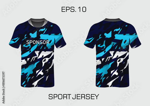 Futuristic Sport Jersey Design with Bold Graphics and Sponsor Placement for Athletic Wear