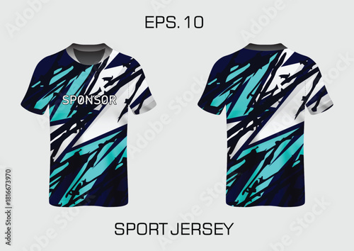 Stylish Sport Jersey Design with Bold Patterns and Sponsor Space for Team Branding
