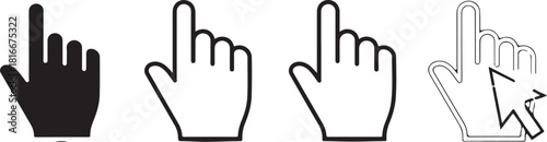 Hand cursor icons collection representing click select pointer actions