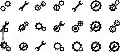 Gears and Wrenches Vector Illustration Mechanical Engineering Design Elements Pattern