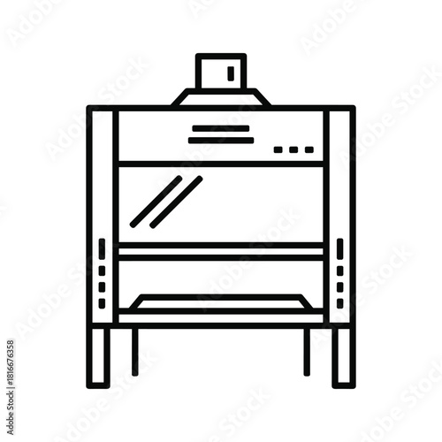 Line art icon of a laboratory biosafety cabinet for sterile work, isolated on