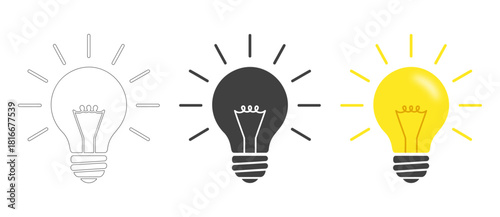 light bulb idea icon. glowing light bulb idea innovation solution icon vector
