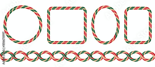 candy cane border christmas frames striped lollipop pattern festive vector illustration