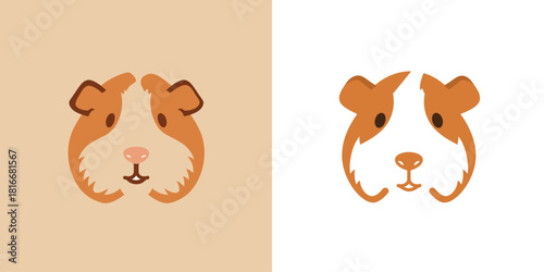 Cute guinea pig cartoon head icons, simple vector illustration
