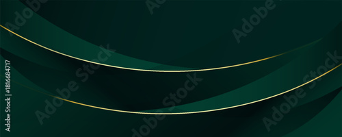 green abstract background design with elegant golden elements. simple design