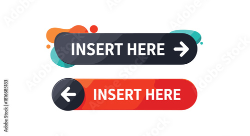 Two modern, colorful buttons with the text \.