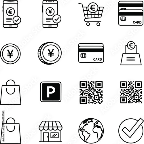 Ecommerce Icons Set Shopping, Payments, and Digital Transactions