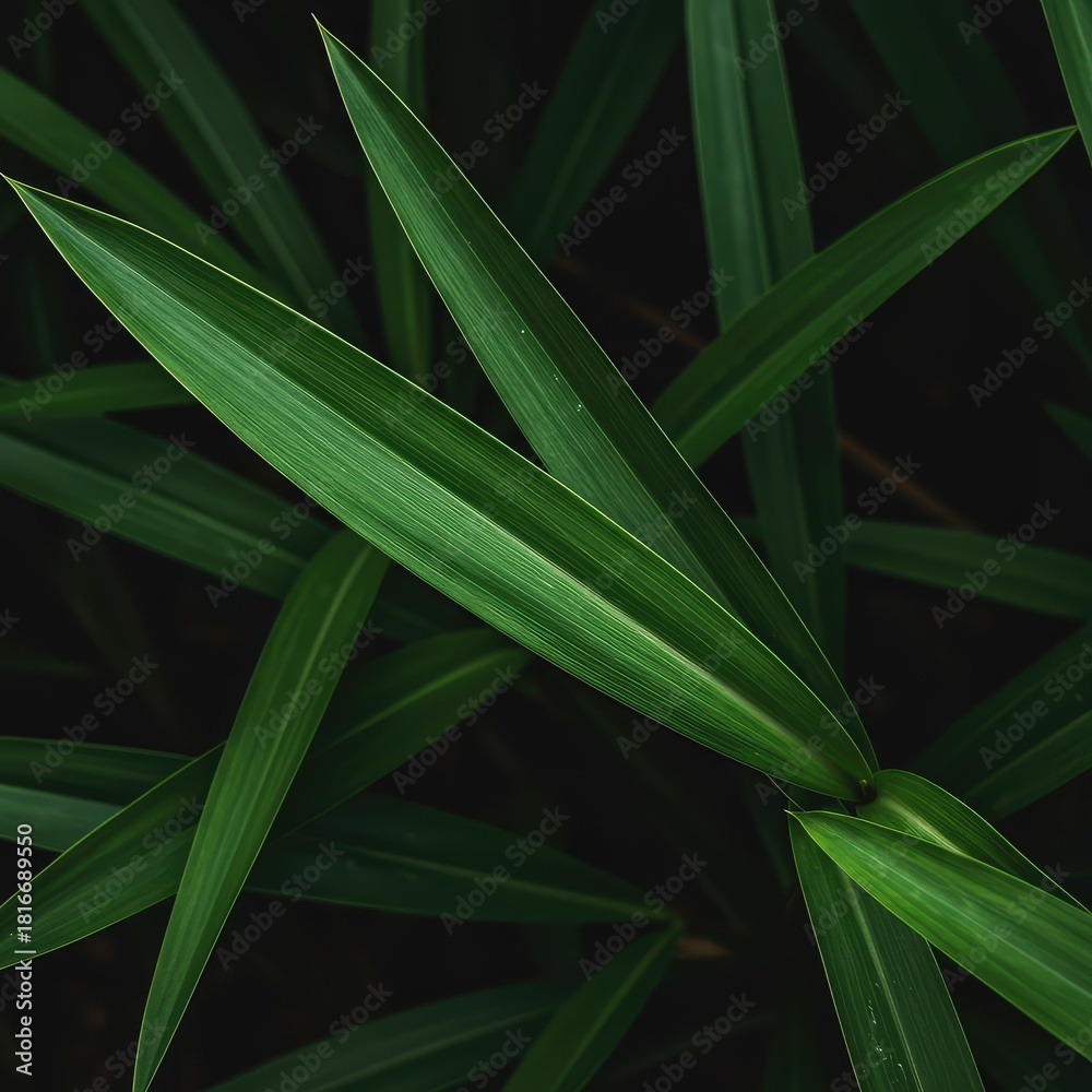 Fototapeta premium Feuilles vertes luxuriantes d'une plante tropicale d'intérieur, capturées en gros plan, symbolisant la croissance et la sérénité naturelle ,macro ,minimaliste ,photosynthèse