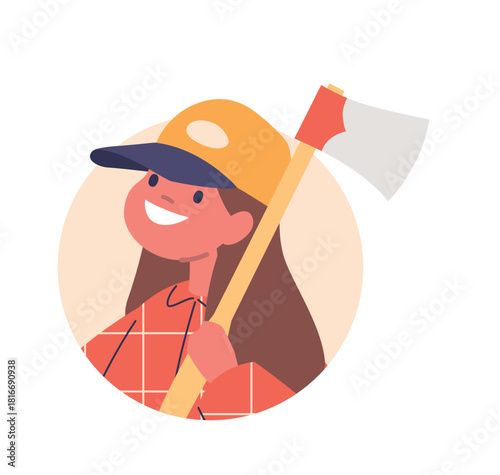 Girl child lumberjack cartoon avatar