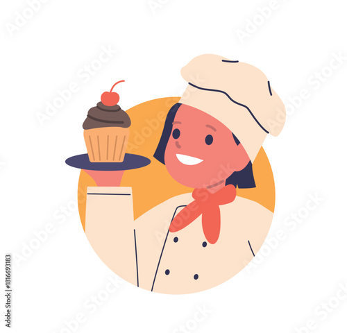 Confectioner girl child cartoon avatar