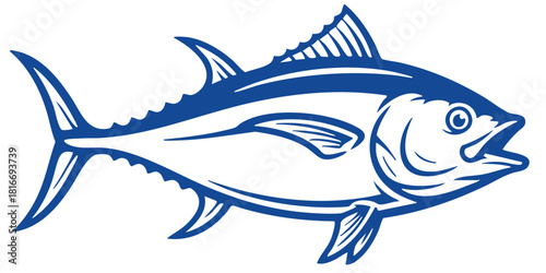 Minimalist Seafood Mascot or Emblem for Restaurants and Markets Against Clean White Backdrop