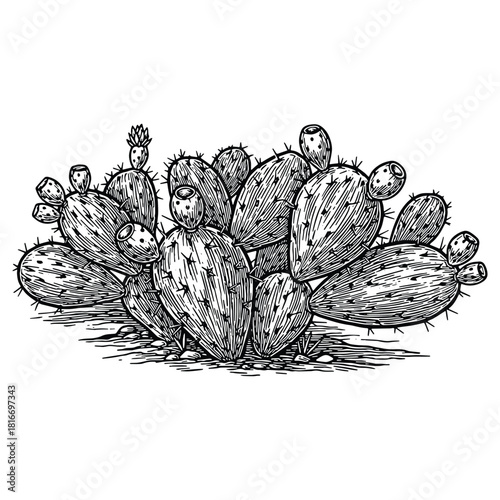 Delicate cactus illustration perfect for organic food packaging and fresh market signage