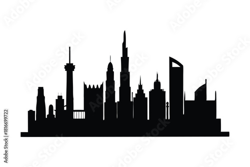 Modern city skyline silhouette vector illustration isolated on white background