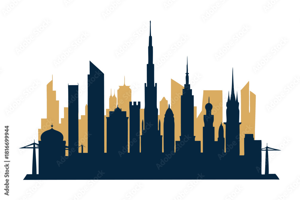 Obraz premium City skyline silhouette isolated on white background