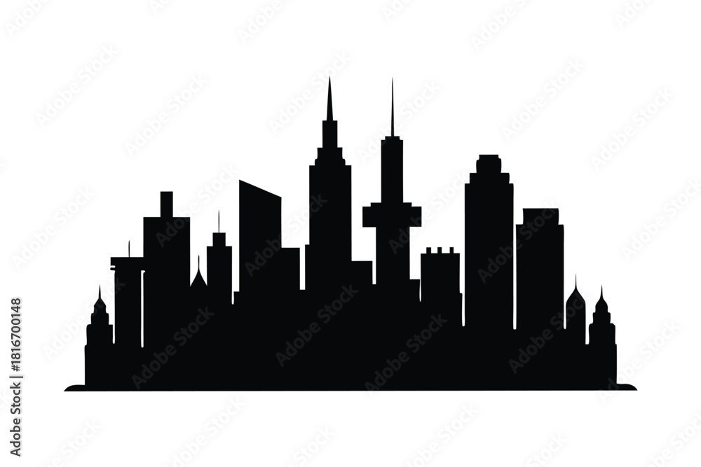 Obraz premium City skyline silhouette vector illustration on white background