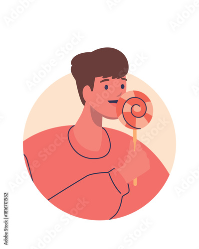 Boy locking lollipop candy avatar