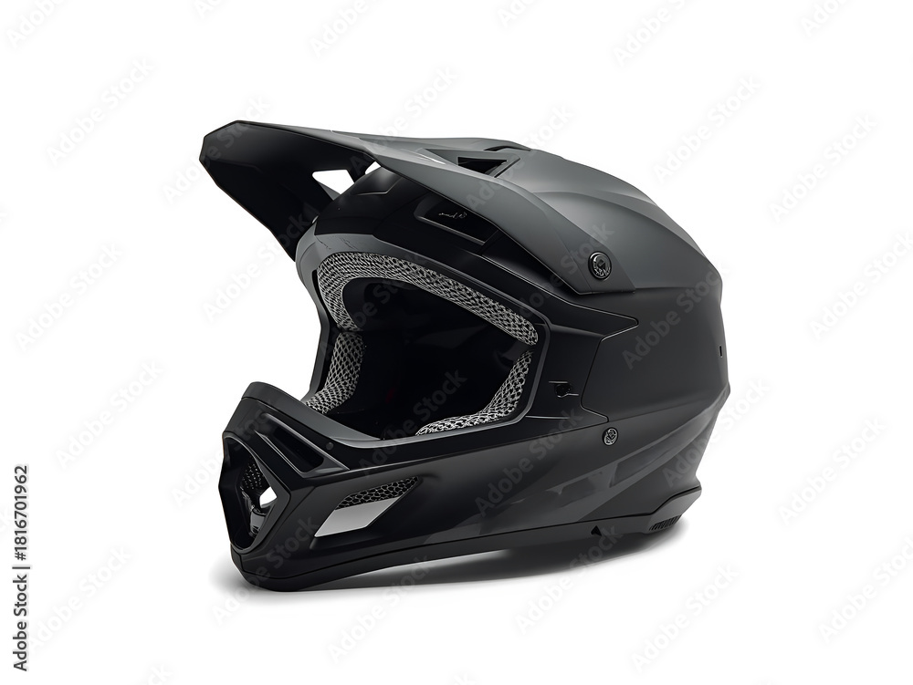 Fototapeta premium Black Full-Face Motorcycle Helmet on white background