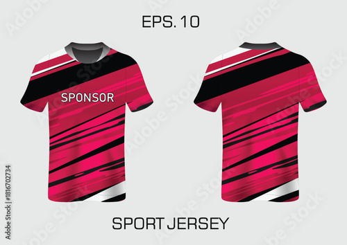 Vibrant Sport Jersey Design with Bold Lines and Sponsor Branding for Athletic Wear