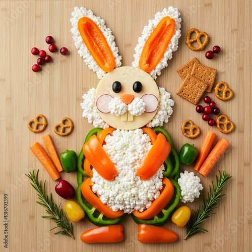Osterhase aus oranger Paprika und Blumenkohl