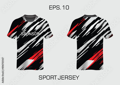 Abstract Sport Jersey Design with Bold Patterns and Sponsor Space for Customization
