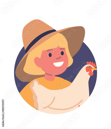 Girl child rancher cartoon avatar