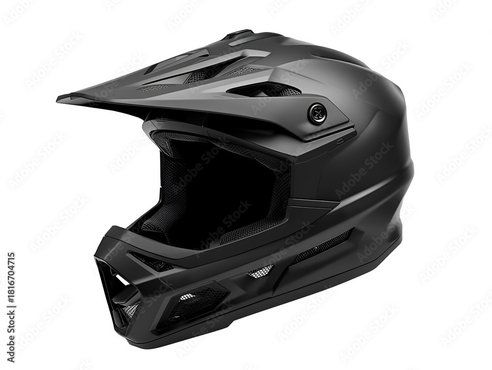 Fototapeta premium Black Full-Face Motorcycle Helmet on white background