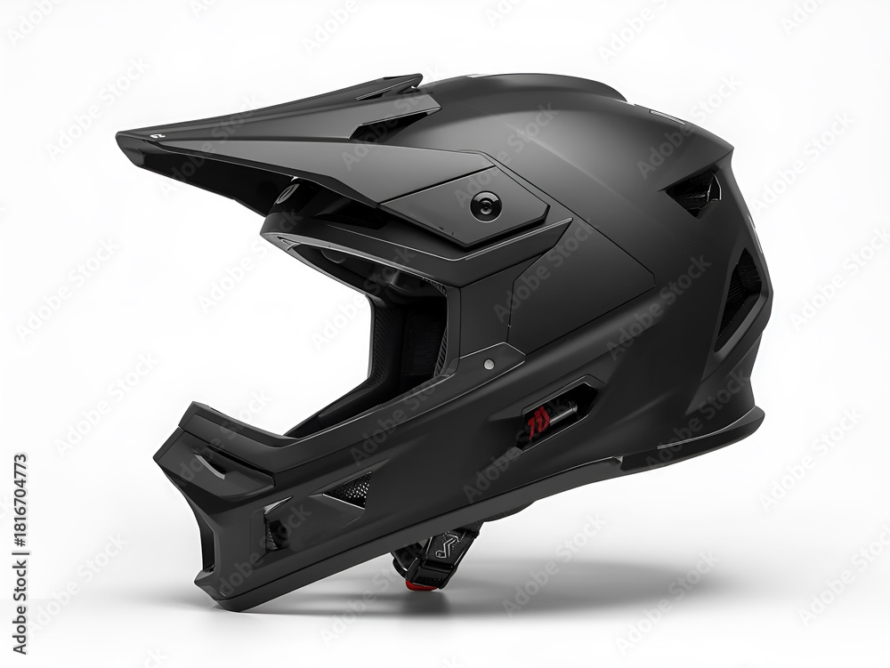 Fototapeta premium Black Full-Face Motorcycle Helmet on white background