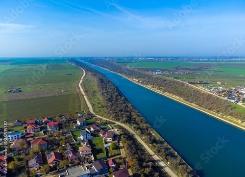 Aerial view of the Danube - Black Sea canal in Romania
