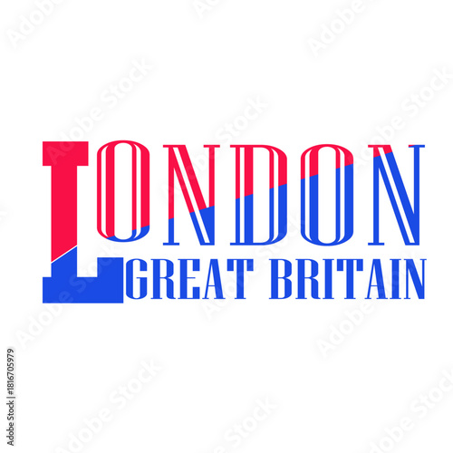 London great britain tpygraphic red and blue vector illustration tshirt logo concept design 