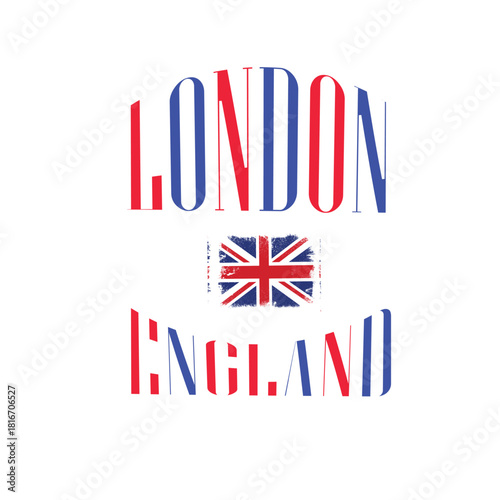 text london england with uk flag vector tshirt design 