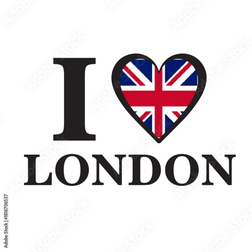I love london with heart shape vector illustration t shirt logo concept design 