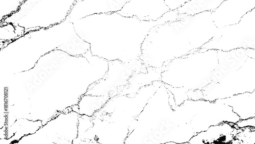 Black distressed texture with detailed cracks and marble-like vein pattern isolated on transparent background, Vector, illustration