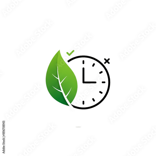 Leaf and clock representing time-based eco habits.