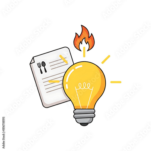 Lightbulb with checklist showing organized cooking ideas.