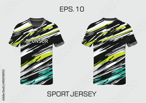 Dynamic Sport Jersey Design Featuring Bold Colors and Abstract Patterns for Athletes