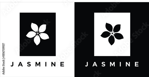 Elegant Jasmine Flower Logo Design with Contrasting Color Options