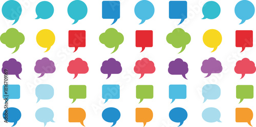 Mega Set of Colorful Speech Bubble and Chat Icon Shapes Vector Illustration