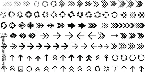 Mega Set of Black Arrow and Direction Doodle Icons Vector Illustration