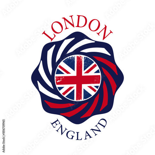 Retro London england with flag vector t shirt logo concept design 