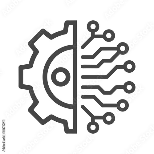 Digital transformation concept combining gear and circuit board