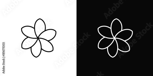 Floral Design in Black and White Simple Petal Flower Outlines with Minimalist Appeal