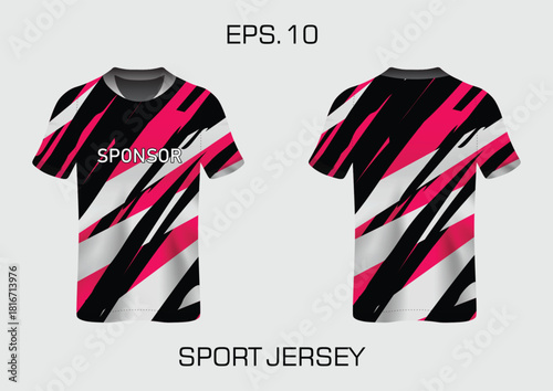 Sport Jersey Design Template with Bold Graphic Patterns and Sponsor Placeholder Text