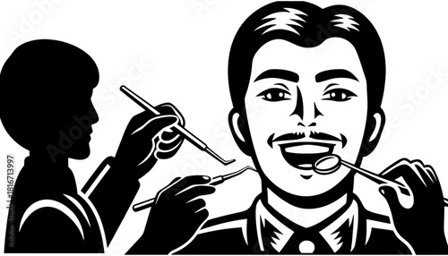 Dental checkup illustration for healthy teeth and oral hygiene