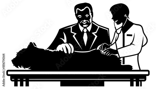 Dog health checkup at the vet clinic animal care illustration