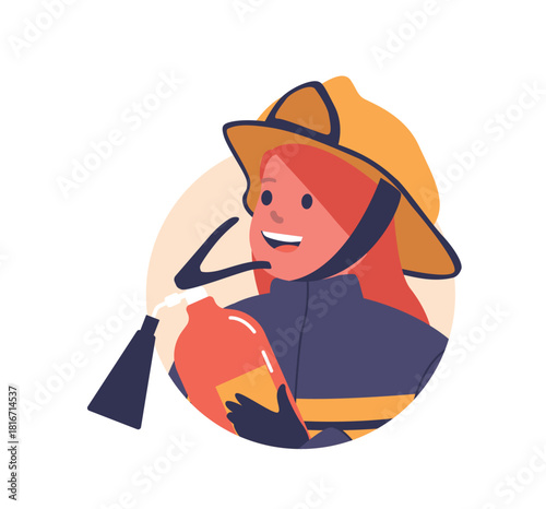 Cute girl child firefighter avatar