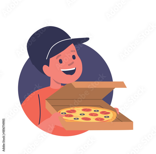 Boy child deliveryman profession avatar