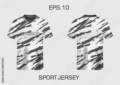 Modern Sport Jersey Design with Camo Pattern and Sponsor Text for Team Apparel