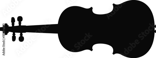Classical Violin or Fiddle Black Silhouette Vector, Stringed Musical Instrument Icon, Elegant Design Element for Music Concert and Orchestra Graphics.
