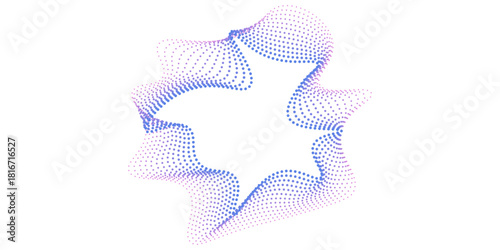 A set of multicolored neon sound dot waves. Sound curve, radial spectrum. Colorful template for music poster and banner. Vector radial spectrum.