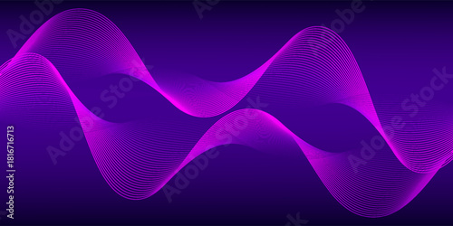 Wave sound line, abstract lines background, graphic thin curves design element, elegant tech flow backdrop